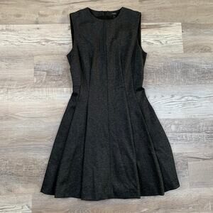 Theory SL Seamed Sleeveless Dress Gray Black Melange Wool Blend Size 2